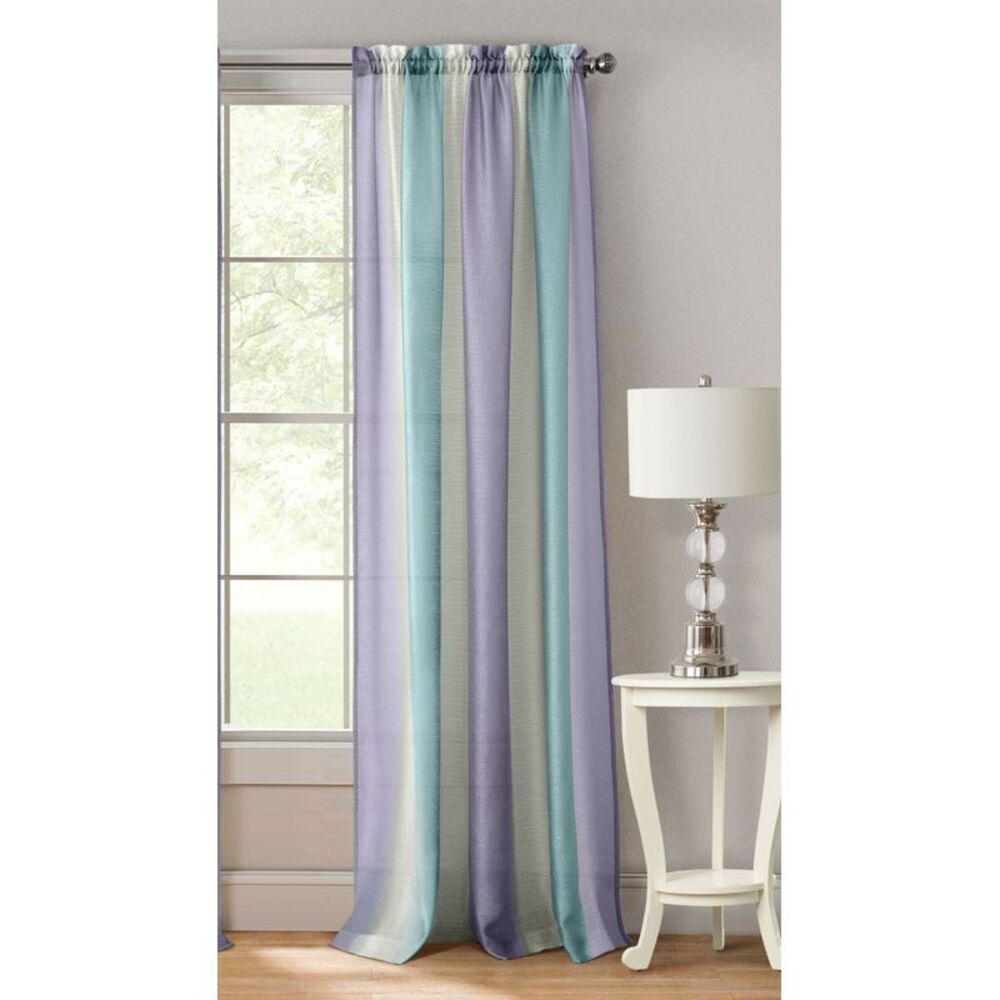 Ombre Rod Pocket Window Curtain Panel - 50x63 - Lilac/Turquoise